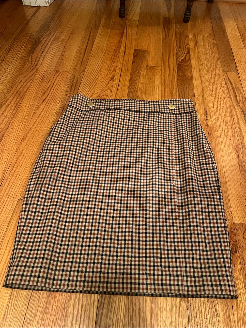 Ann Taylor Brown and Black Checked Pencil Skirt